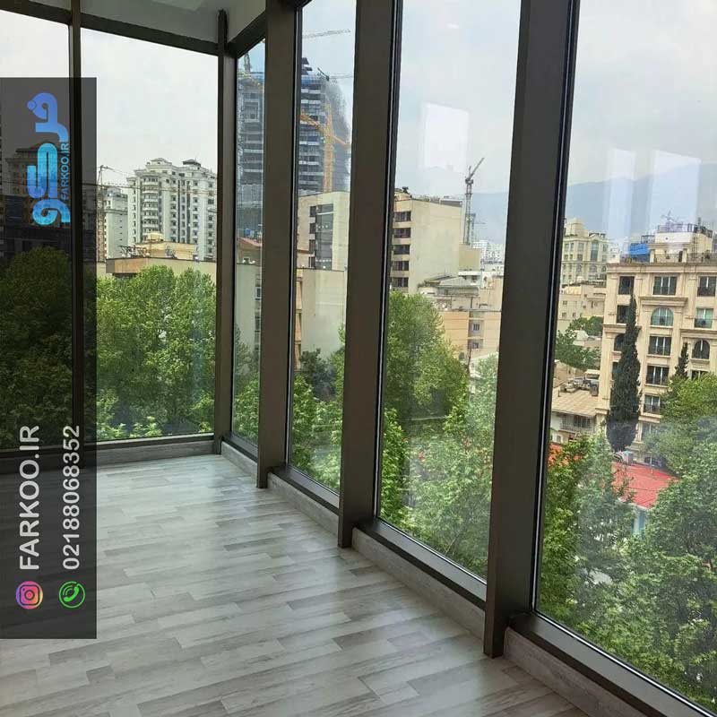 دیوار شیشه‌ای مدل لمینت شفاف برای نمای ساختمان