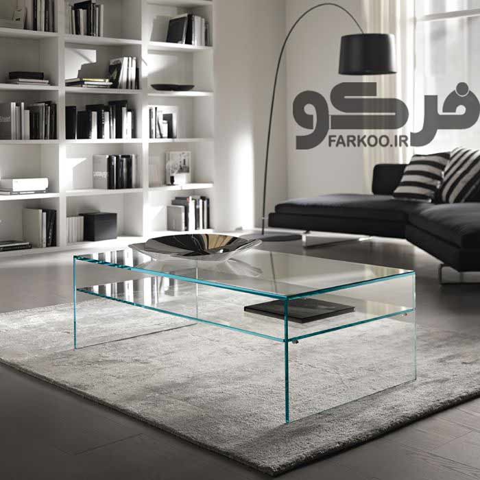 میز جلومبلی شیشه ای