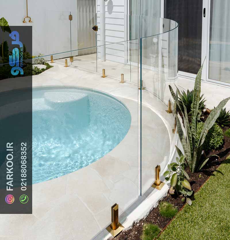 شیشه خمیده برای نرده استخر مدل سکوریت