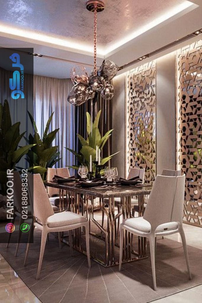 آینه کاری پشت میز نهارخوری