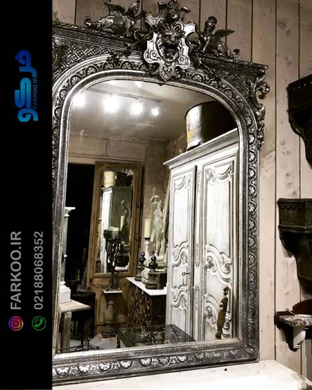 نصب آینه پذیرایی ،آینه نقره ای عتیقه