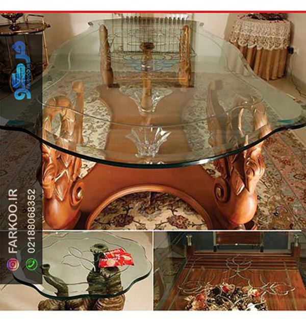 میز با رویه شیشه ای دو پله