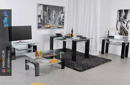 میز تلویزیون شیشه ای با دکوراسیون شیک