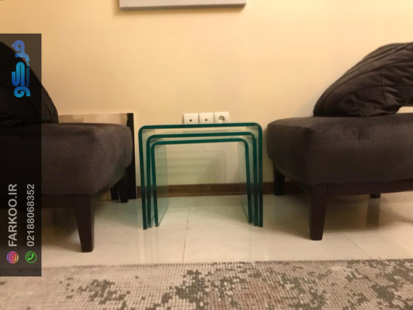 میز عسلی تمام شیشه‌ای از تولیدات فرکو