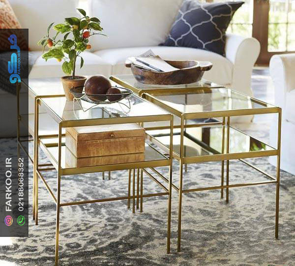 ۱۸ مدل جدید میز جلومبلی شیشهای با قاب فلزی و چوبی