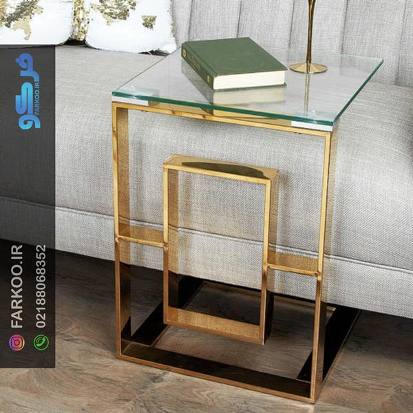 میز شیشه‌ای پایه استیل