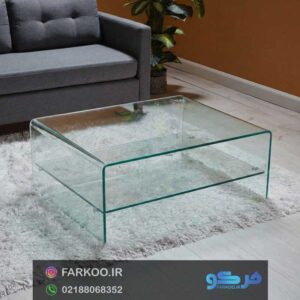 میز جلومبلی شیشه ای مربعی tl07
