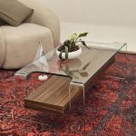 میز جلومبلی شیشه ای خم با طبقه چوبی مدل tl44