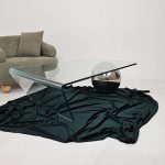 میز جلومبلی شیشه ای خم گوی دار مدل tl49