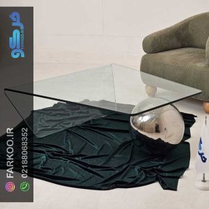 میز جلومبلی شیشه ای گوی دار