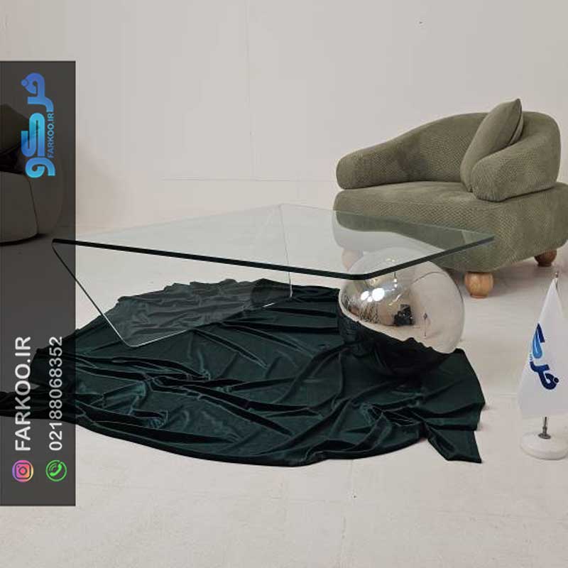 میز-جلو-مبلی-شیشه-ای-گوی-دار-4 میز جلومبلی شیشه ای خم گوی دار tl49