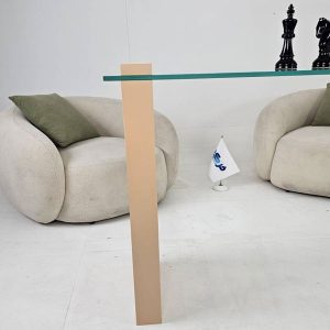 میز کنسول شیشه ای با پایه چوبی TL05