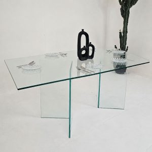 میز ناهارخوری با پایه شیشه ای مدل TL06