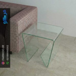 میز عسلی شیشه ای خم tl09