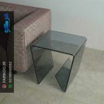 میز عسلی شیشه ای دودی tl09