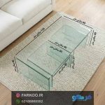 ست میز جلومبلی و 2 عدد عسلی شیشه ای خم مدل TL21 - Image 6