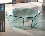 میز جلومبلی شیشه ای خم