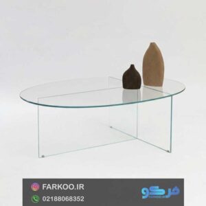 میز جلومبلی شیشه ای خم