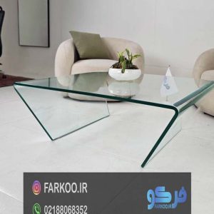 میز جلومبلی شیشه ای خم tl27