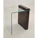 میز عسلی شیشه ای خم با پایه چوبی مدل tl51 - Image 10