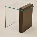 میز عسلی شیشه ای خم با پایه چوبی مدل tl51 - Image 7