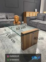 میز جلومبلی شیشه ای خم با پایه چوبی مدل tl55 - Image 2