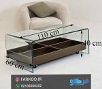 میز جلومبلی شیشه ای با طبقه طرح چوب چرخ دار مدل tl52 - Image 6